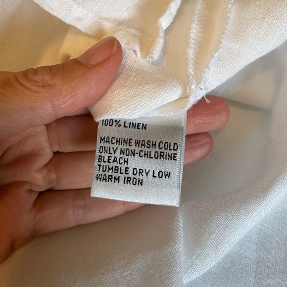 Talbots White Linen Long Sleeve Tunic Shirt Womens Medium Resort Chic Beach - Picture 6 of 6